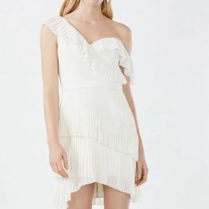 BCBG MAX Azria- Jordan Ruffle Evening Mini Dress White